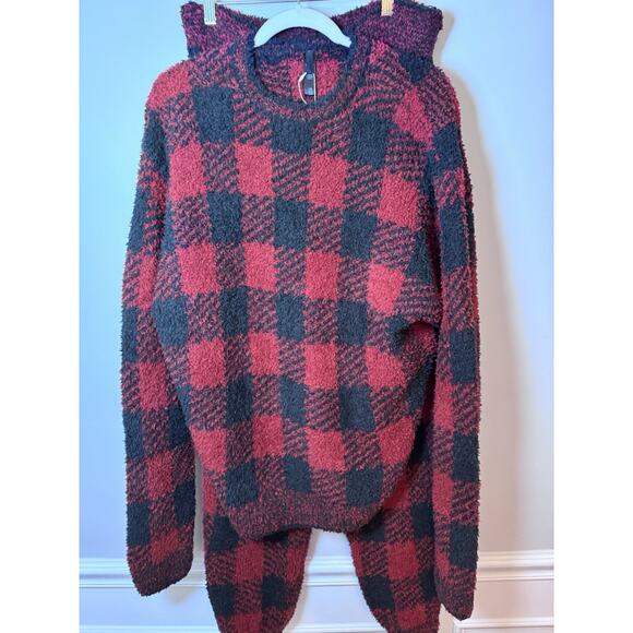 Skims cozy knit buffalo check cozy knit pullover Very oversized L/XL NWT - Picture 3 of 8